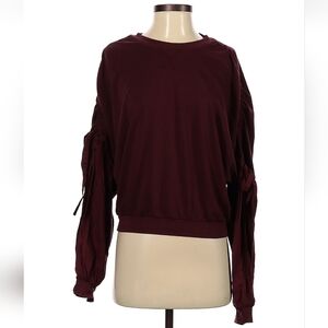 DO+BE Burgundy Sweatshirt with Ruched Sleeves